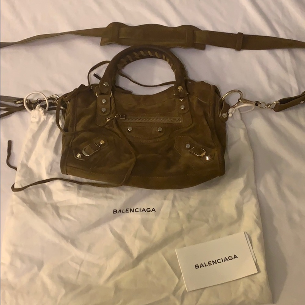 Classic Mini City Olive Green Suede bag
